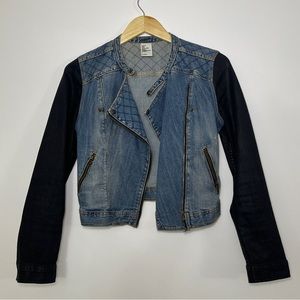 H&M Quilted Denim Moto Jean Jacket- Size 8